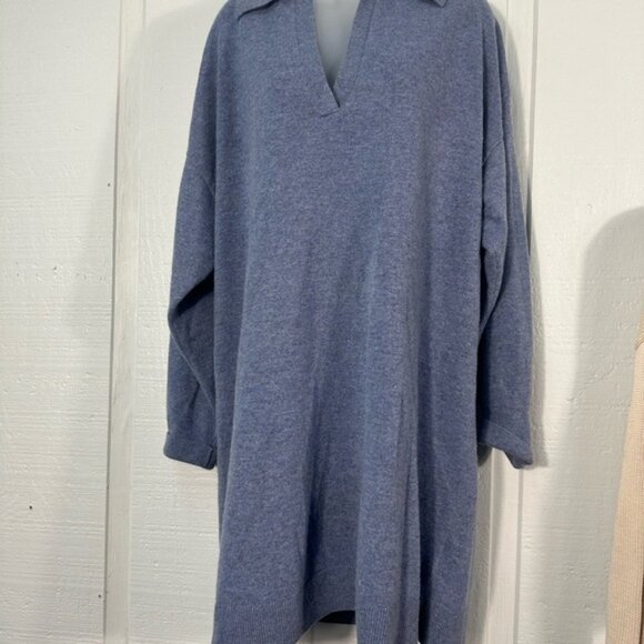 And Other Stories Blue Wool Long Sleeve Dress Size. Large NWT - Picture 2 of 12